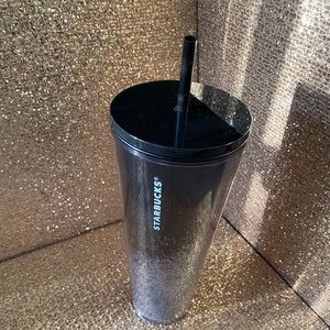 Starbucks Cup Black and Silver Glitter